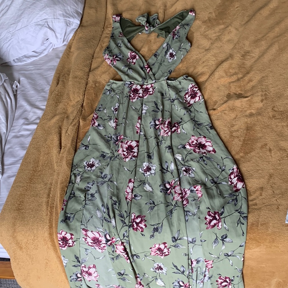 Womens  open back double slit maxi dress